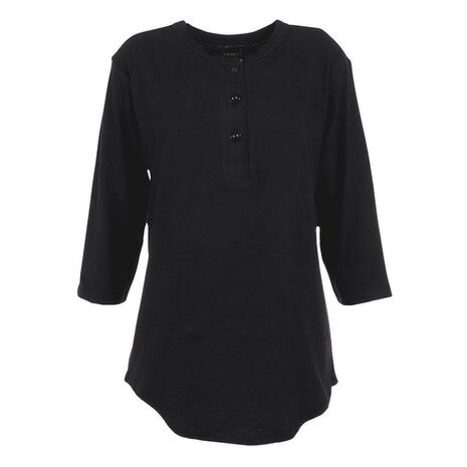 【3点10%OFFクーポン対象！10/12まで】ヘインズ（Hanes）（レディース）リサイクルコットン ヘンリーネック 七分袖Tシャツ HW1-U501 001