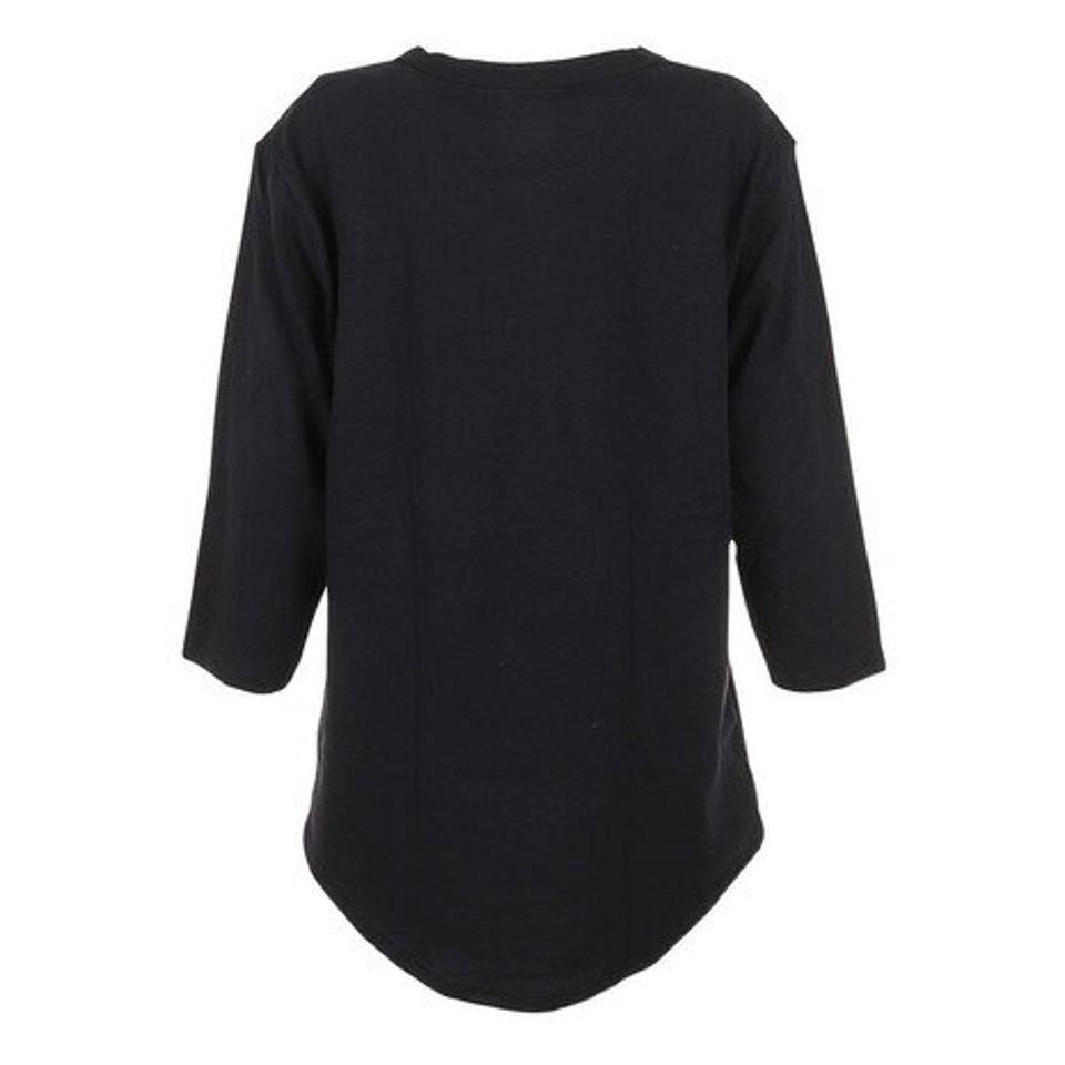 【3点10%OFFクーポン対象！10/12まで】ヘインズ（Hanes）（レディース）リサイクルコットン ヘンリーネック 七分袖Tシャツ HW1-U501 001