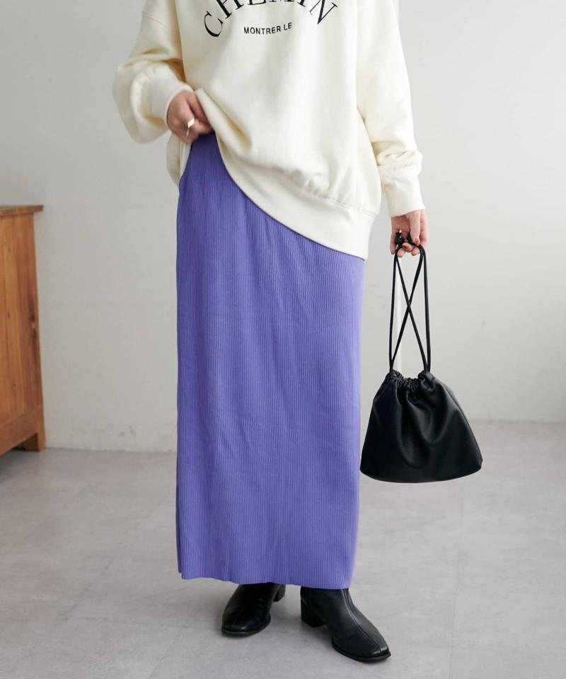 【年中頼れる/3～5サイズ展開/リピーター多数◎】リブカットナロースカート《WEB限定》