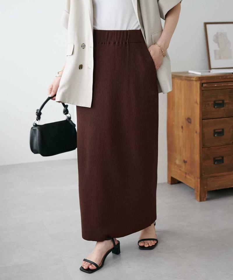 【年中頼れる/3～5サイズ展開/リピーター多数◎】リブカットナロースカート《WEB限定》