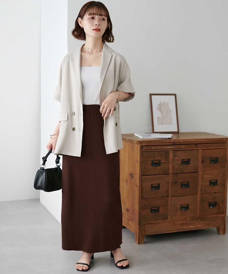 【年中頼れる/3～5サイズ展開/リピーター多数◎】リブカットナロースカート《WEB限定》