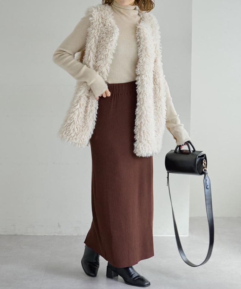 【年中頼れる/3～5サイズ展開/リピーター多数◎】リブカットナロースカート《WEB限定》