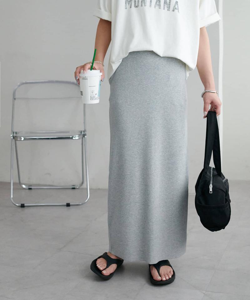 【年中頼れる/3～5サイズ展開/リピーター多数◎】リブカットナロースカート《WEB限定》