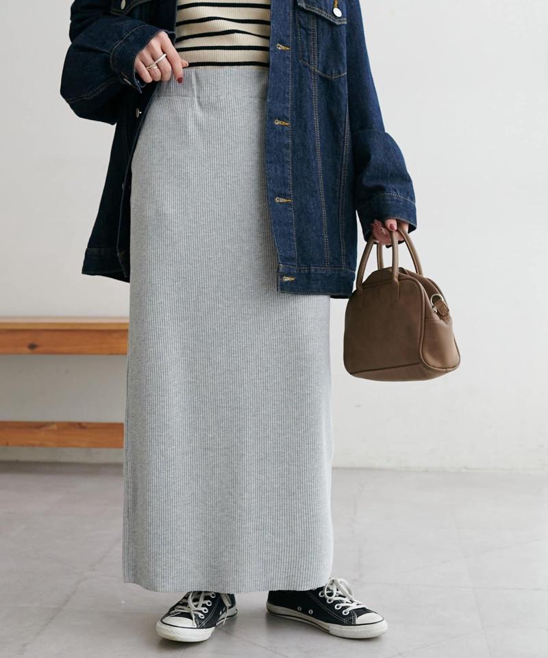 【年中頼れる/3～5サイズ展開/リピーター多数◎】リブカットナロースカート《WEB限定》
