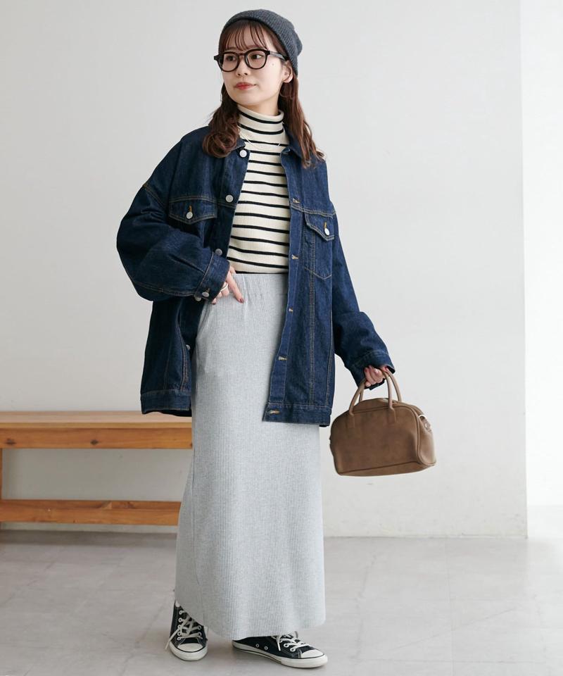 【年中頼れる/3～5サイズ展開/リピーター多数◎】リブカットナロースカート《WEB限定》