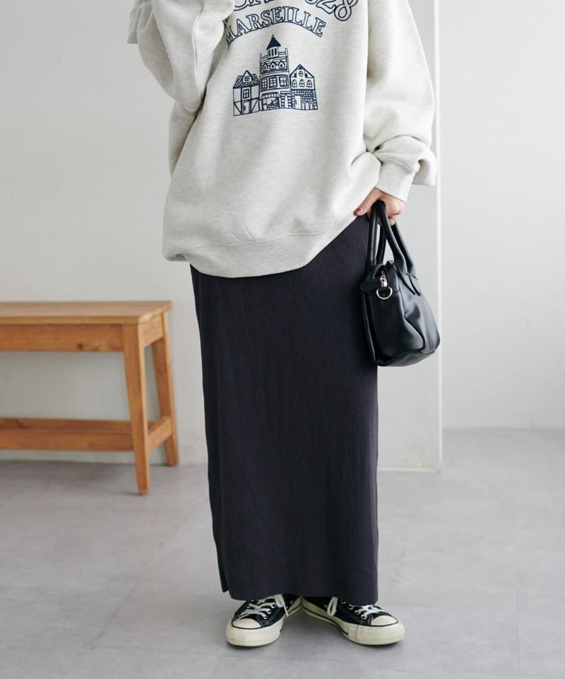 【年中頼れる/3～5サイズ展開/リピーター多数◎】リブカットナロースカート《WEB限定》