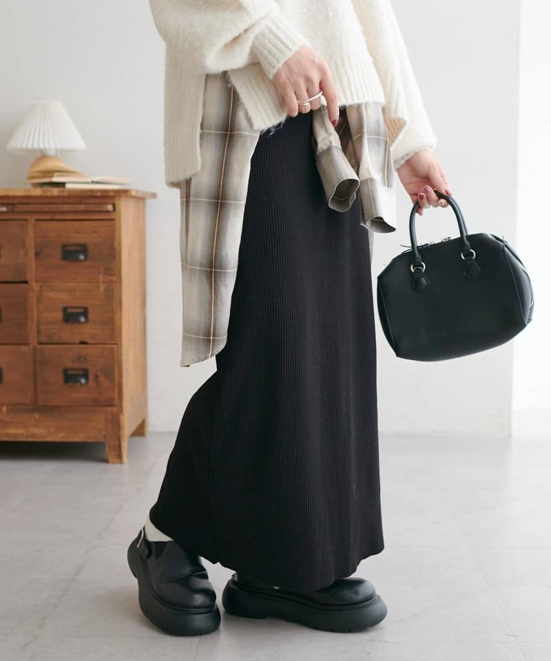 【年中頼れる/3～5サイズ展開/リピーター多数◎】リブカットナロースカート《WEB限定》