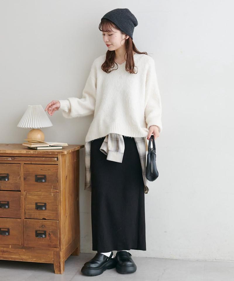 【年中頼れる/3～5サイズ展開/リピーター多数◎】リブカットナロースカート《WEB限定》