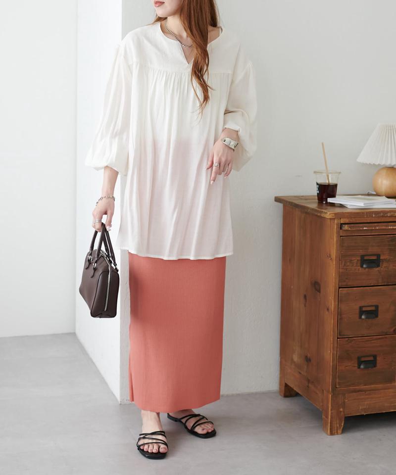 【年中頼れる/3～5サイズ展開/リピーター多数◎】リブカットナロースカート《WEB限定》