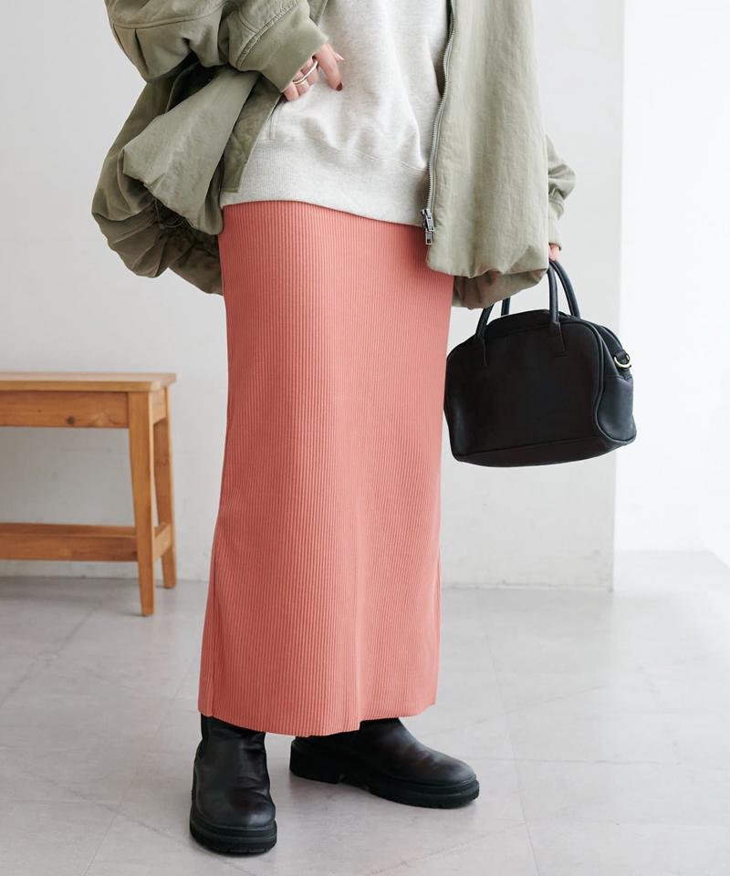 【年中頼れる/3～5サイズ展開/リピーター多数◎】リブカットナロースカート《WEB限定》