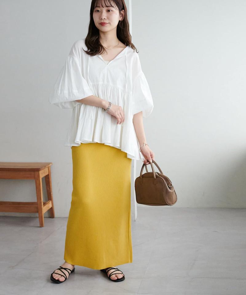 【年中頼れる/3～5サイズ展開/リピーター多数◎】リブカットナロースカート《WEB限定》