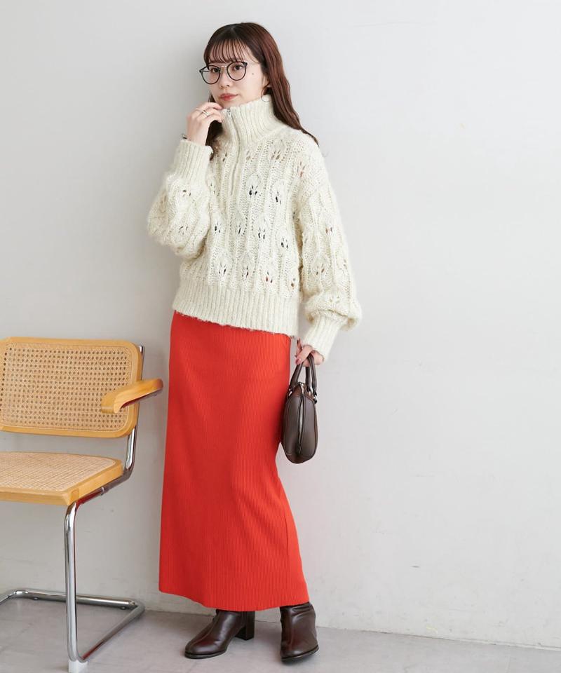 【年中頼れる/3～5サイズ展開/リピーター多数◎】リブカットナロースカート《WEB限定》