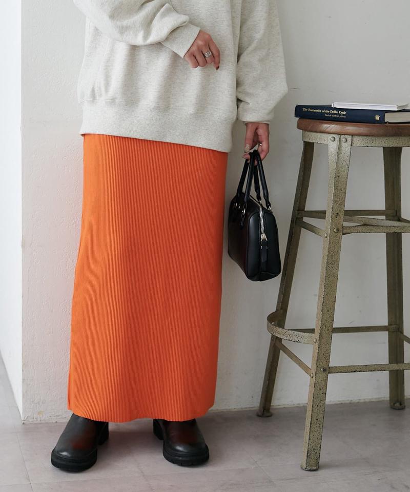 【年中頼れる/3～5サイズ展開/リピーター多数◎】リブカットナロースカート《WEB限定》