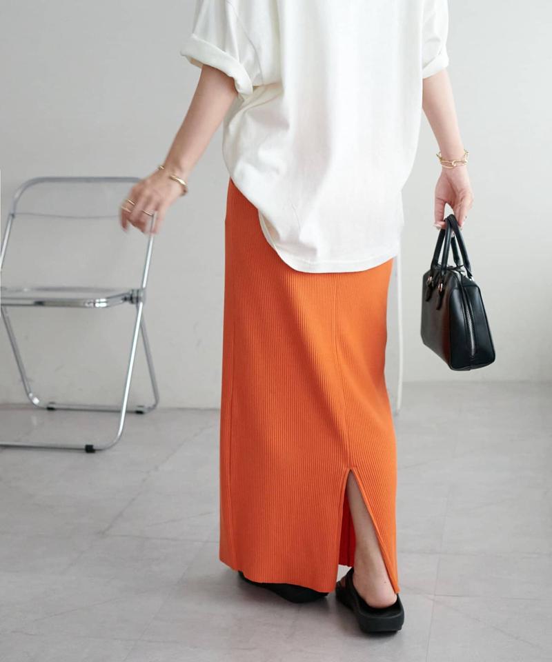 【年中頼れる/3～5サイズ展開/リピーター多数◎】リブカットナロースカート《WEB限定》