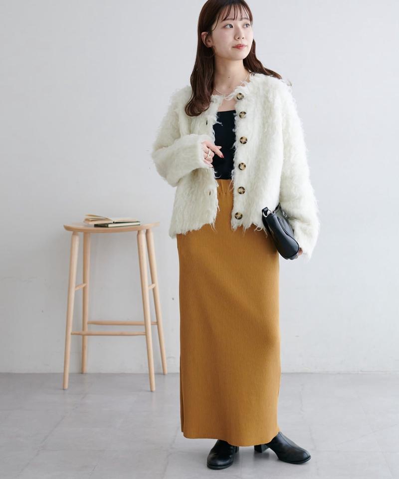 【年中頼れる/3～5サイズ展開/リピーター多数◎】リブカットナロースカート《WEB限定》