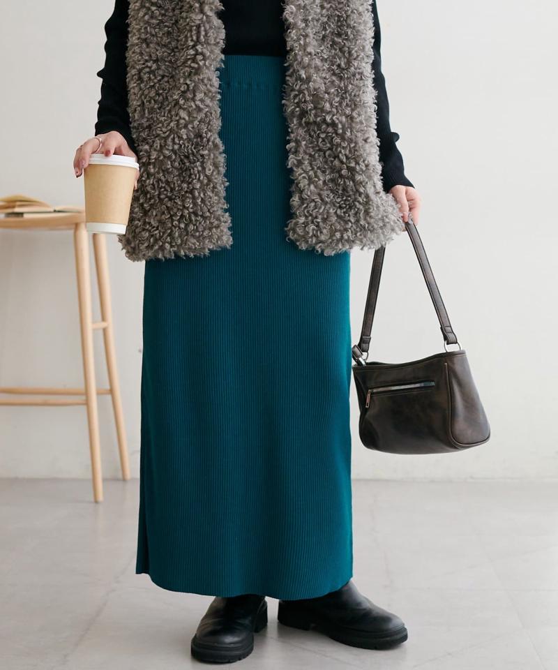 【年中頼れる/3～5サイズ展開/リピーター多数◎】リブカットナロースカート《WEB限定》