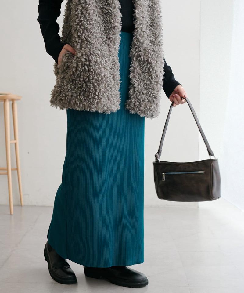 【年中頼れる/3～5サイズ展開/リピーター多数◎】リブカットナロースカート《WEB限定》