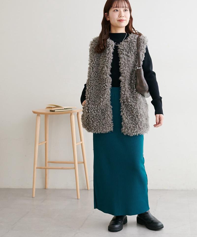 【年中頼れる/3～5サイズ展開/リピーター多数◎】リブカットナロースカート《WEB限定》