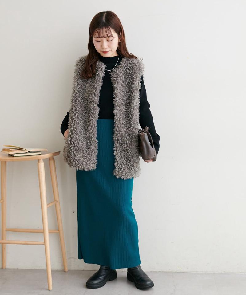 【年中頼れる/3～5サイズ展開/リピーター多数◎】リブカットナロースカート《WEB限定》