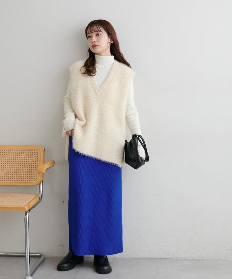 【年中頼れる/3～5サイズ展開/リピーター多数◎】リブカットナロースカート《WEB限定》