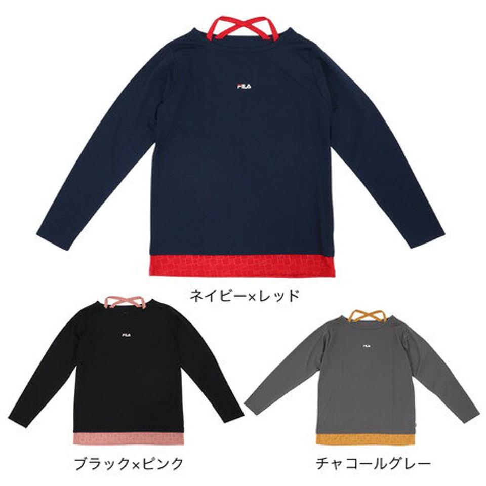【4/10限定！エントリーで最大100％ポイントバック】フィラ（FILA）（レディース）テニスウェア レディース 長袖エンボス フェイクTシャツ FL6748