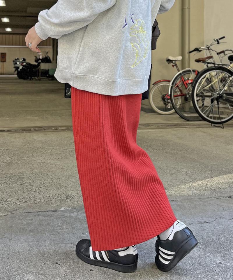 【新色追加】【高身長サイズあり】リブナロースカート
