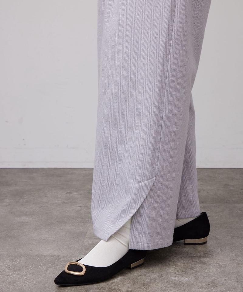 ヘリンボーンスリット切替ワイドパンツ