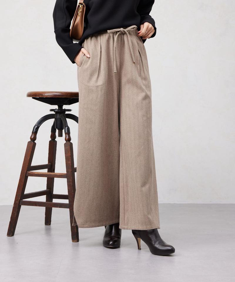 ヘリンボーンスリット切替ワイドパンツ