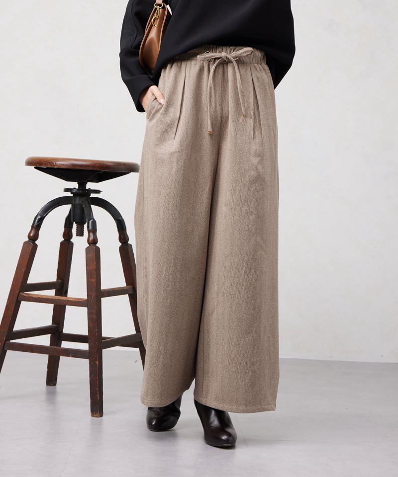 ヘリンボーンスリット切替ワイドパンツ
