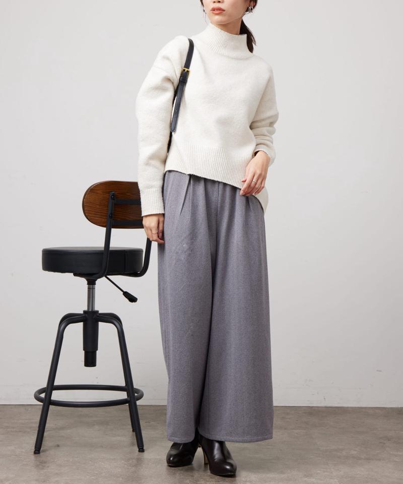 ヘリンボーンスリット切替ワイドパンツ