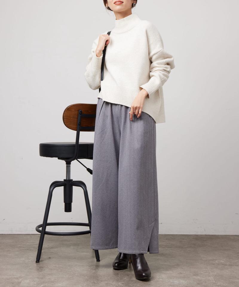 ヘリンボーンスリット切替ワイドパンツ