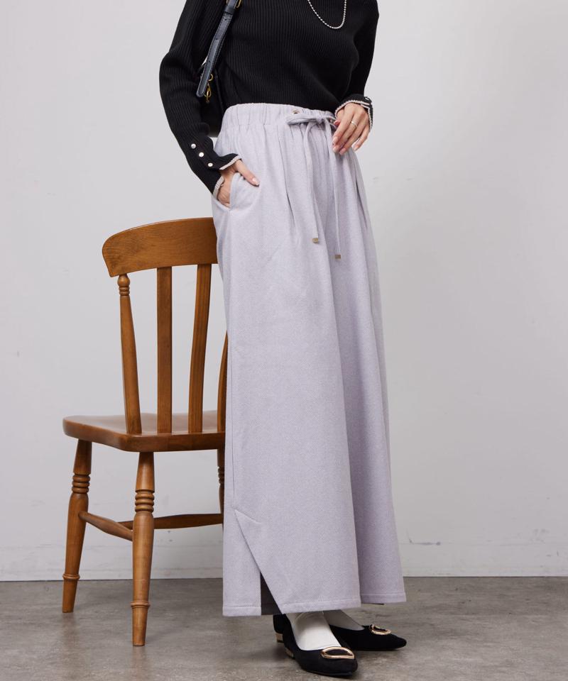 ヘリンボーンスリット切替ワイドパンツ