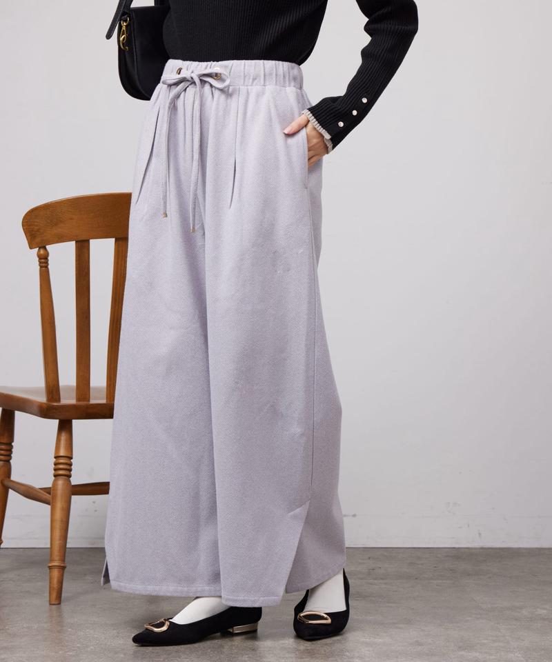 ヘリンボーンスリット切替ワイドパンツ