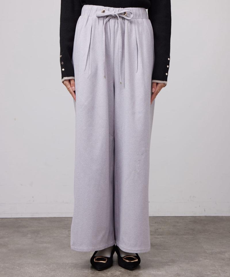 ヘリンボーンスリット切替ワイドパンツ