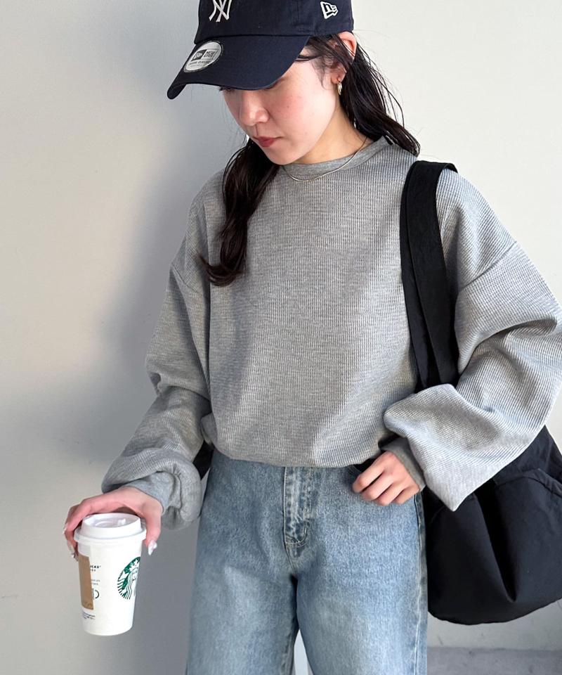 【ベストセラー】ワッフルロングTシャツ《WEB限定》