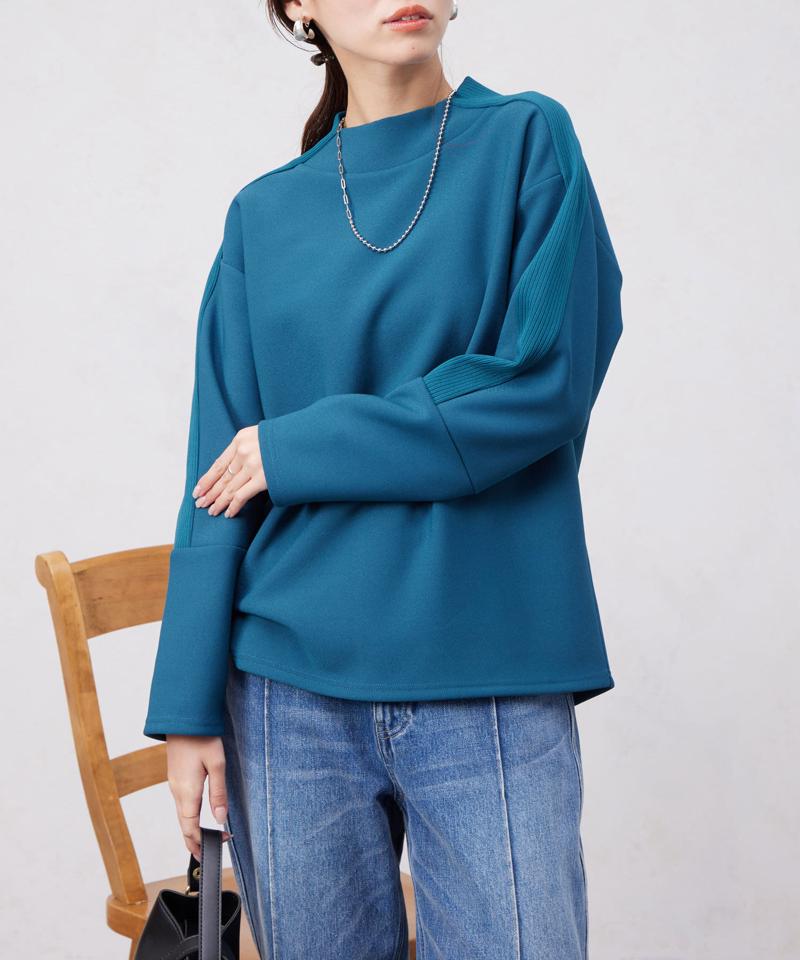 リブ切替接結カットジョーゼットプルオーバー