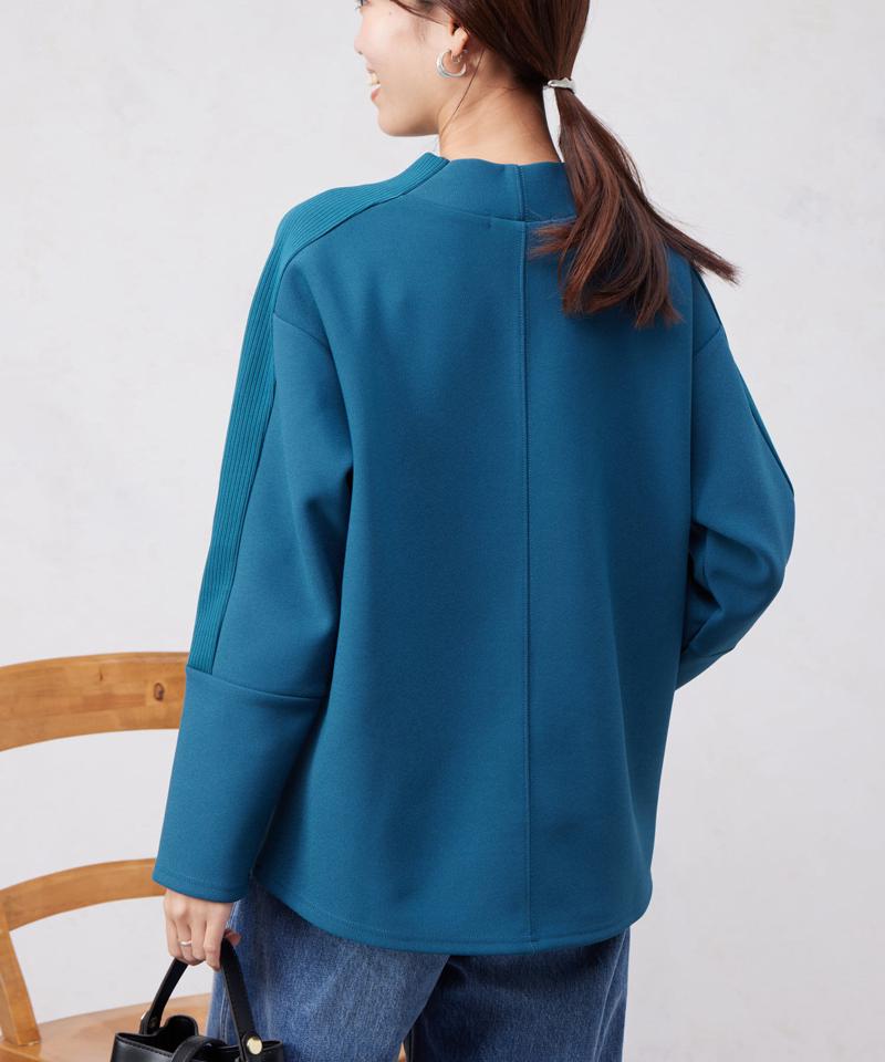 リブ切替接結カットジョーゼットプルオーバー