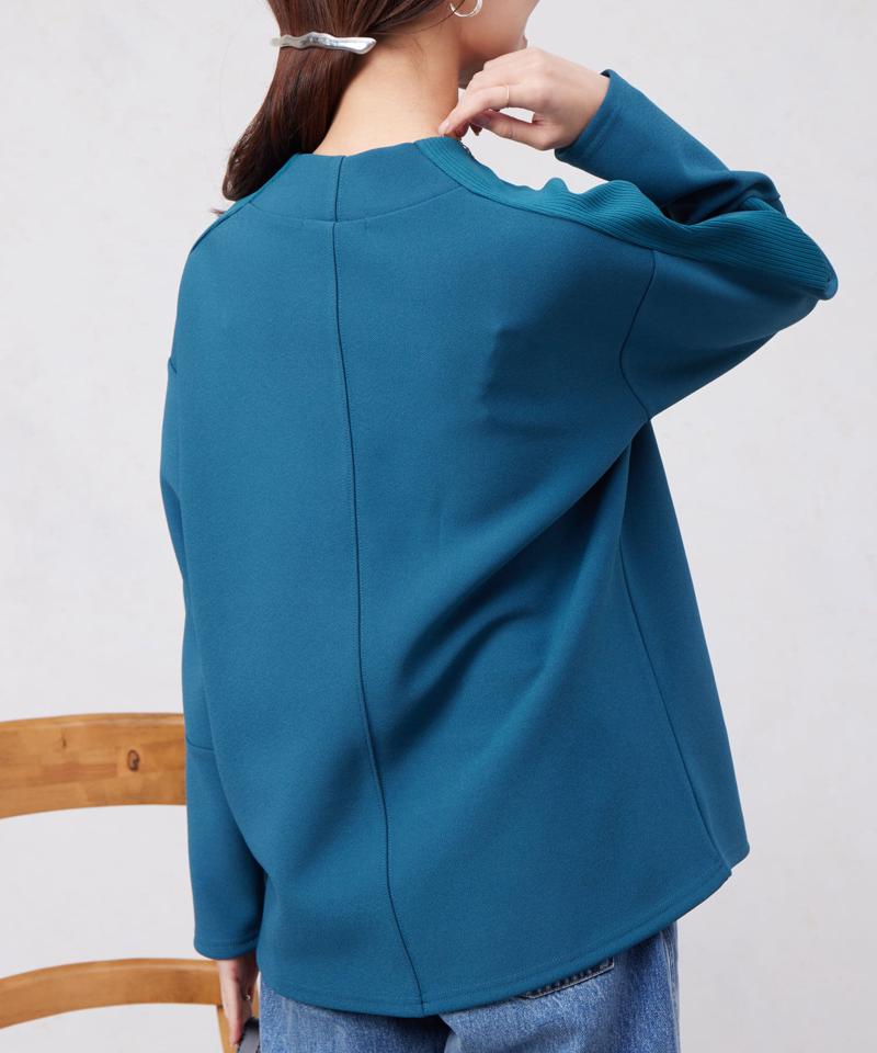 リブ切替接結カットジョーゼットプルオーバー