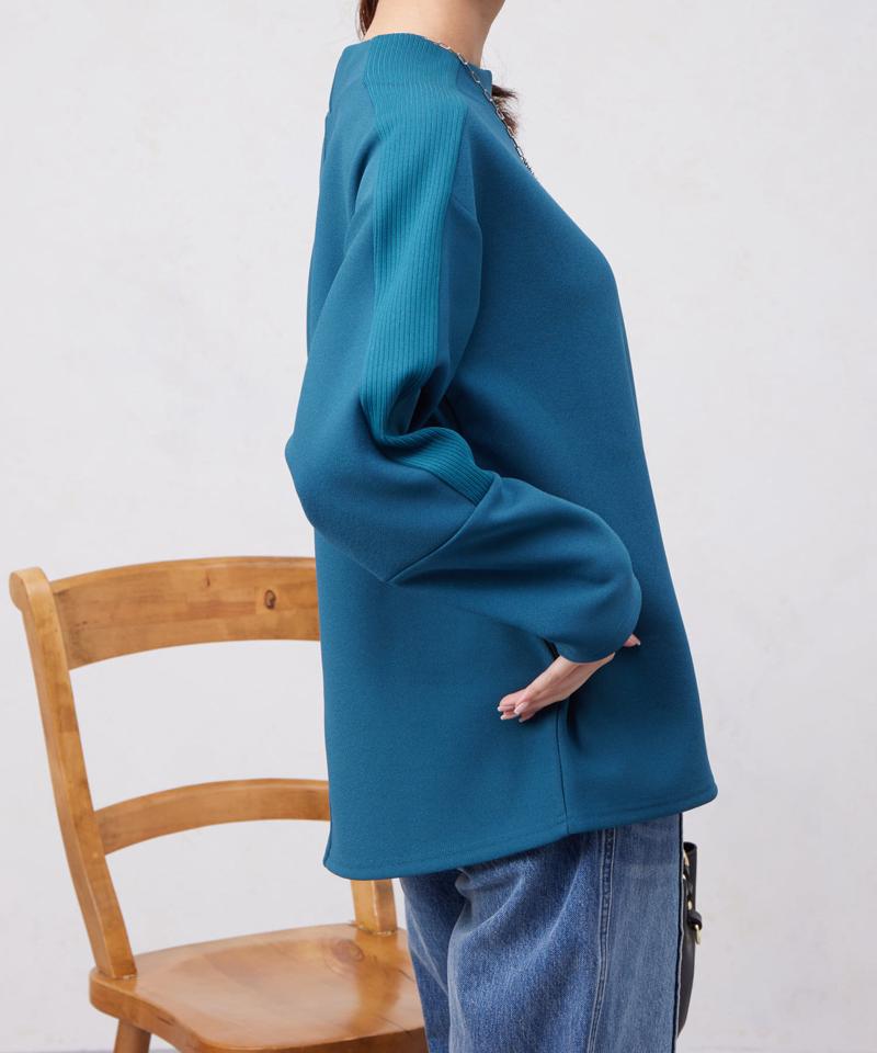 リブ切替接結カットジョーゼットプルオーバー