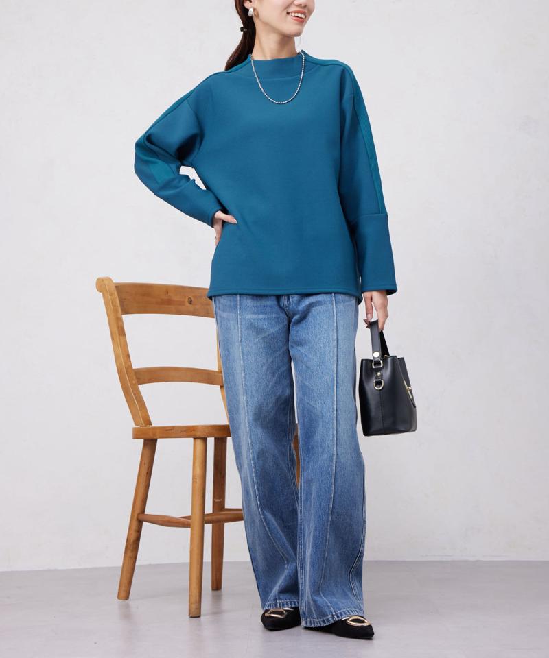 リブ切替接結カットジョーゼットプルオーバー