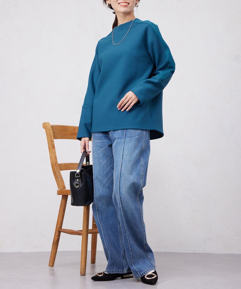 リブ切替接結カットジョーゼットプルオーバー