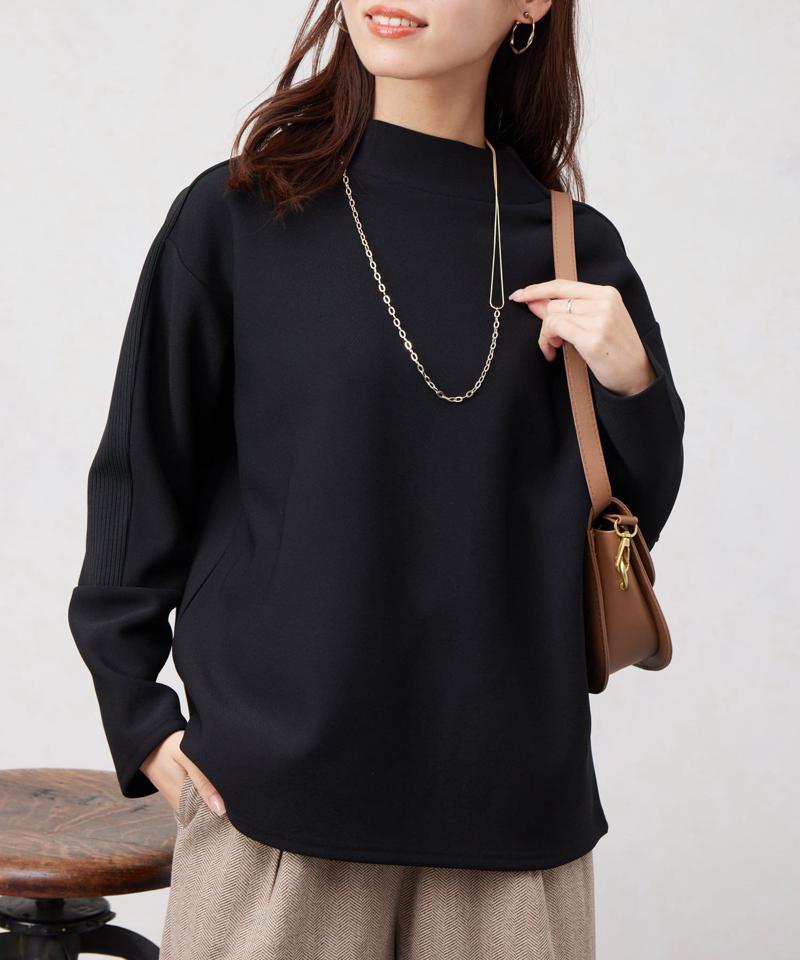 リブ切替接結カットジョーゼットプルオーバー