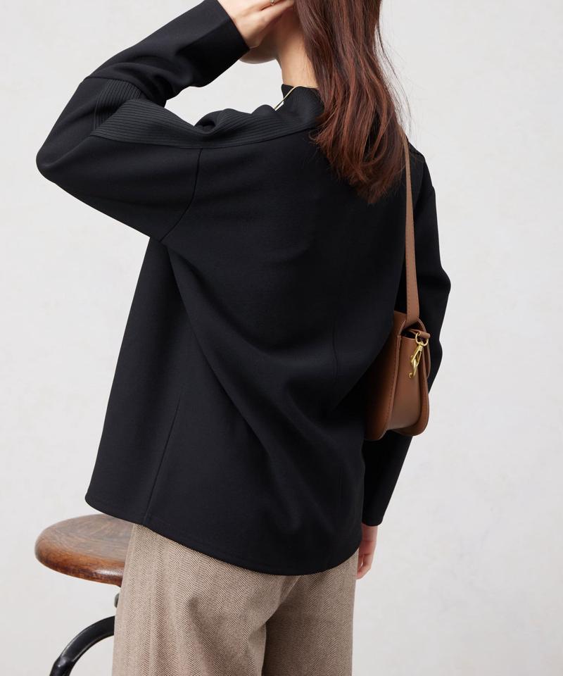 リブ切替接結カットジョーゼットプルオーバー