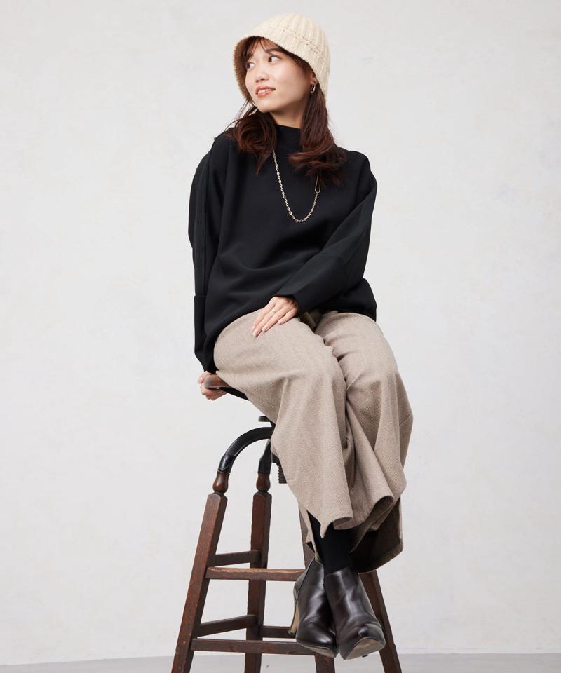 リブ切替接結カットジョーゼットプルオーバー