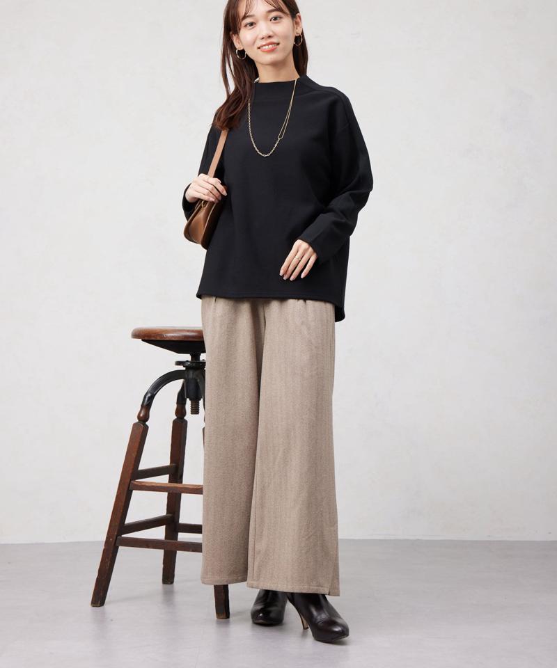 リブ切替接結カットジョーゼットプルオーバー