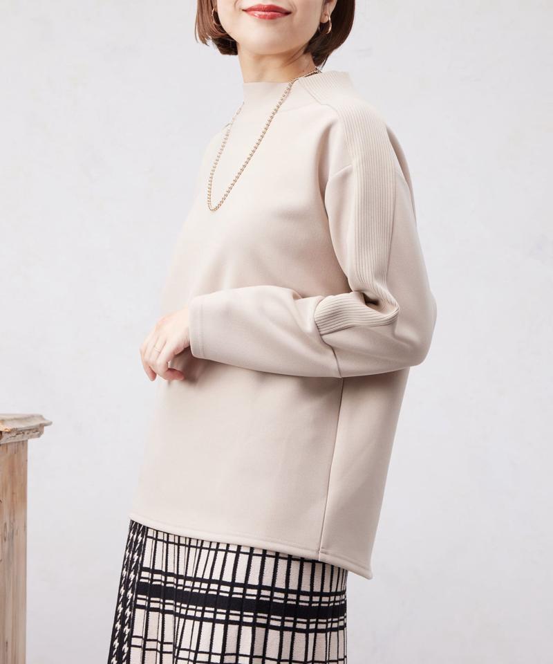 リブ切替接結カットジョーゼットプルオーバー