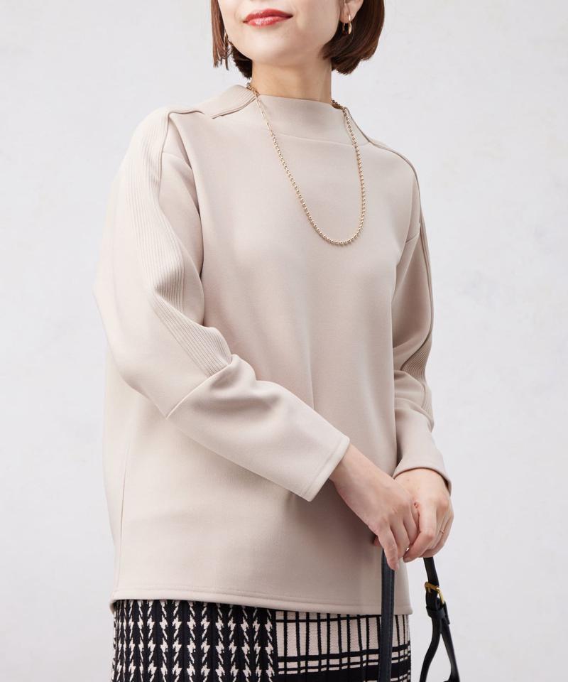 リブ切替接結カットジョーゼットプルオーバー