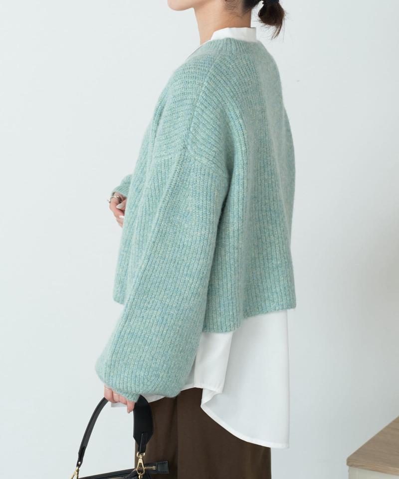 シャツセットメランジニット