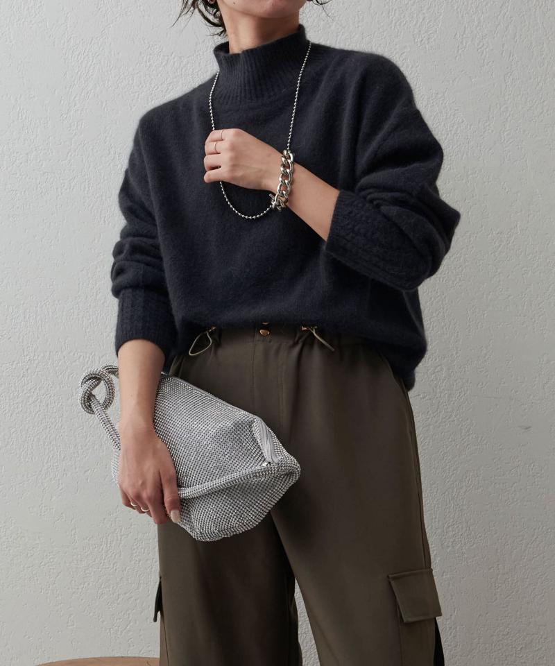 ケーブルリブファーニット