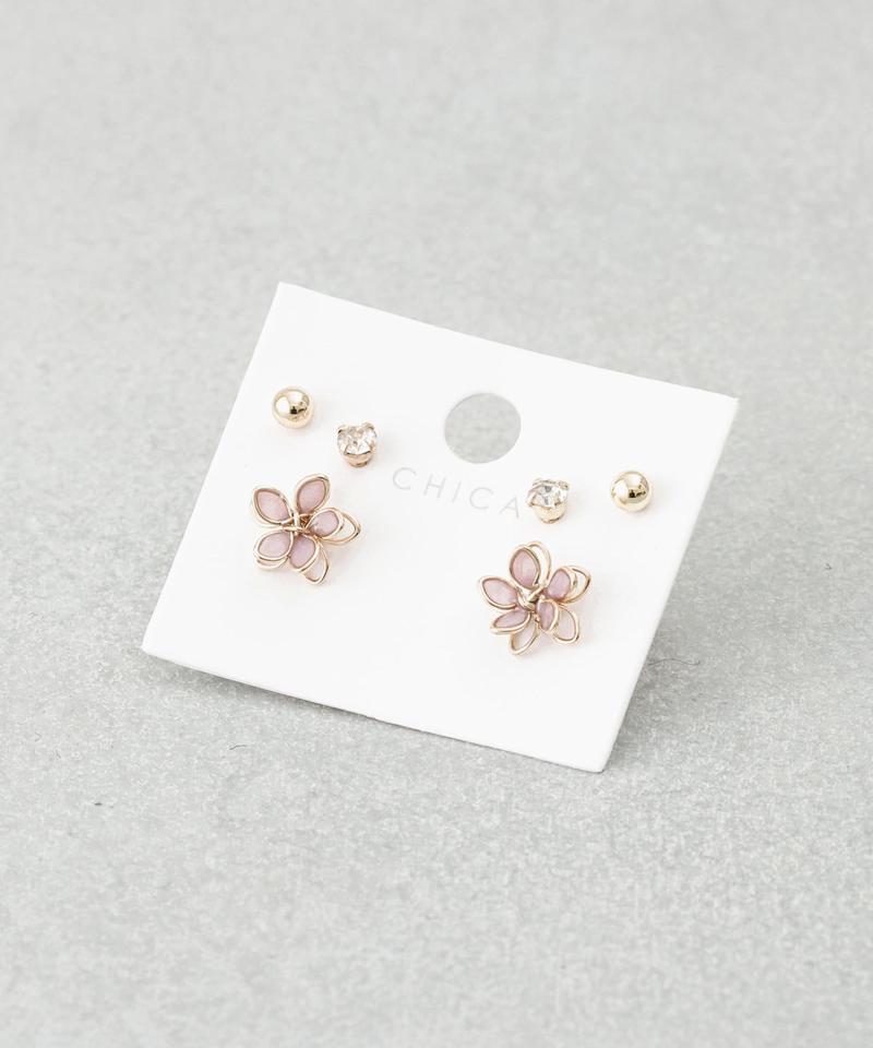 フラワーピアス6個セット